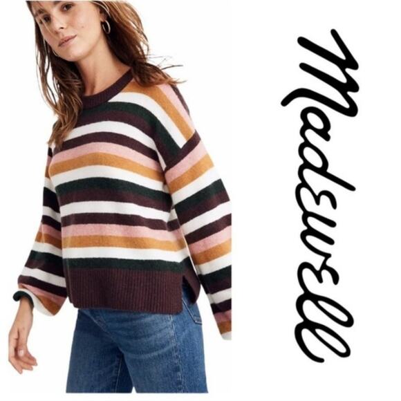 Madewell Payton Retro Striped Coziest Yarn sweater. Size L - Picture 1 of 9